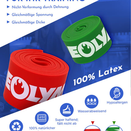 NEOLYMP Flossing Band Set – 2 fitness bands made of 100% natural latex – Perfect for physiotherapy accessories, strength training &amp; regeneration – Water-repellent, tear-resistant – Fitness band including bag
