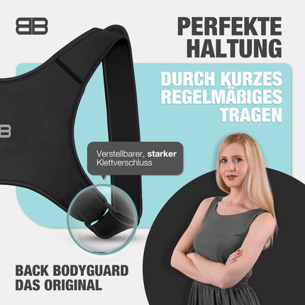 Back Bodyguard Posture Corrector - Innovative Back Straightener for an Upright Posture - Back Support - Back Stabilizer, Black, M