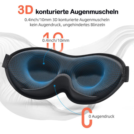 INNELO Sleep Mask for Men and Women, 2024 Comfortable Breathable 3D Eye Mask with Deep Eye Sockets and Raised Nose Pads, 100% Light-Blocking Sleep Mask with Memory Foam for Travel, Black