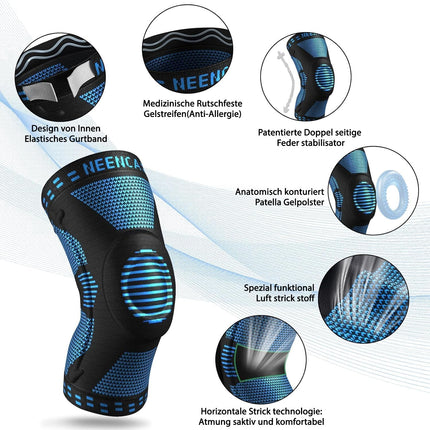 NEENCA Knee Support, Compressed Knee Brace with Patella Gel Pads &amp; Spring Side Stabilizers, Medical Knee Protector for Running, Meniscus Tear, Arthritis, Joint Pain Relief, ACL, Recovery