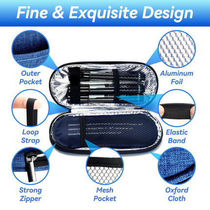 roargy Portable Medication Cooler Bag, Diabetic Insulin Carrying Case with 2 Ice Packs, Blue, Diabetic Cooler Bag
