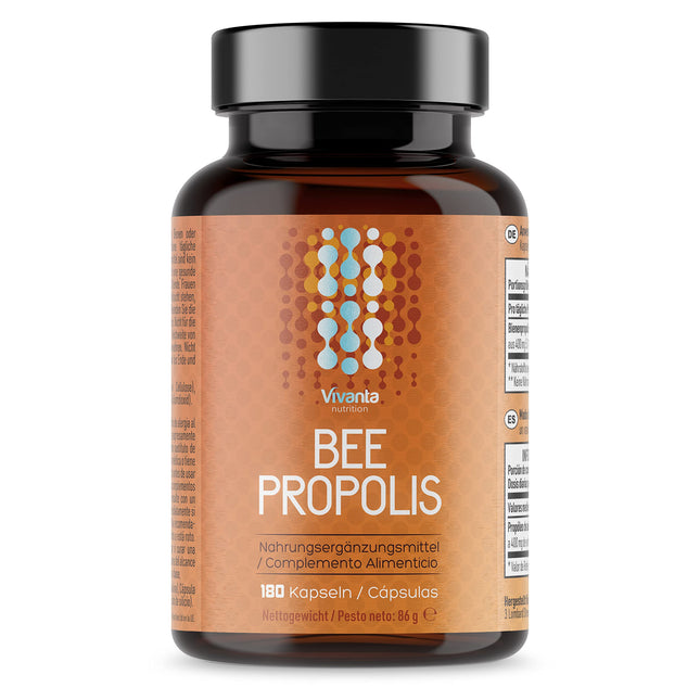 Bee Propolis Capsules - 2,000 mg Propolis equivalent per serving - 180 Capsules (3 month supply) - 400 mg natural 5:1 bee propolis extract x 90 servings