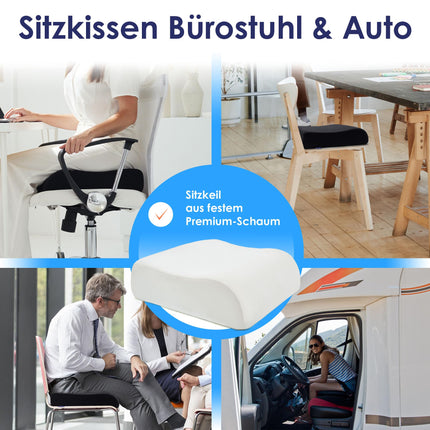Comfortable booster seat for adults and children - tested very well [developed with physiotherapists] - dimensionally stable, 13 cm thick seat cushion - perfect booster seat for cars (black, 40 x 40 x 13 cm)