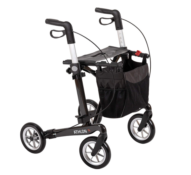 Rehasense Rollator Athlon SL made of carbon, lightweight &amp; foldable | Walker for home/street | Lightweight rollator, height adjustable | For people with a height of 150 – 200 cm, size L