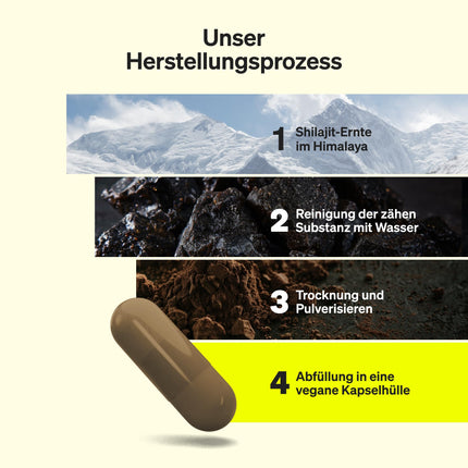 Mumijo Shilajit Capsules – high dose 1300mg per daily dose – 120 capsules Shilajit Original from the Himalayas – vegan, without unnecessary additives – produced in Germany &amp; laboratory-tested