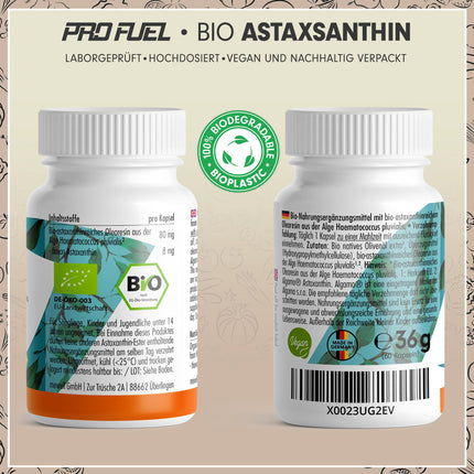 ORGANIC Astaxanthin capsules 60x - Astaxanthin high dose &amp; organic - 8 mg Astaxanthin per capsule - Algamo® Premium Astaxanthin from the blood rain algae (Haematococcus pluvialis) - laboratory tested with certificate