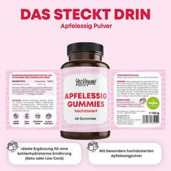 Apple Cider Vinegar Gummies (60 pieces - Apple Flavor) Keto Gummies with 1000 mg Apple Cider Vinegar and Caffeine – German Brand Manufacturer