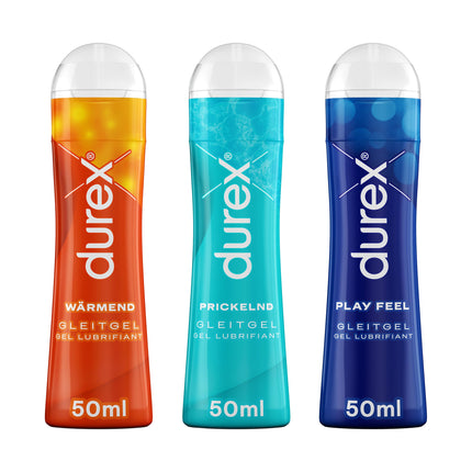 Durex Play Lubricant Versatile Mix Pack for Women &amp; Men - Set with water-based lubricant for sex &amp; condom-compatible (3 x 50 ml)
