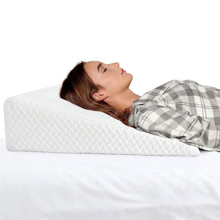 Milliard Wedge Pillow, Reading Pillow for Bed and Couch with Memory Foam, Comfortable and Firm Back Cushion, Mattress Wedge, Reflux Pillow - Washable Cover (White)