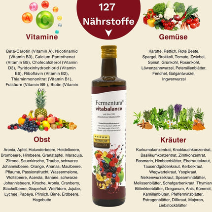 Fermentura® Vitabalance Micronutrient Concentrate 750 ml Original Juice with 127 nutrients, vitamins, minerals, including 46 fermented vital substances | Vegan, 1-month supply