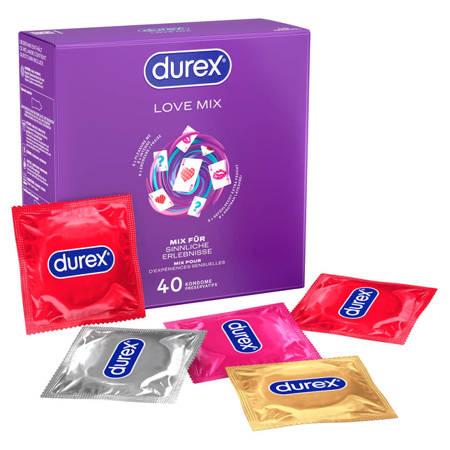 Durex Love Mix Condom Mix – Versatile mixed pack with 5 different condom varieties to try – 40 condoms (1 pack)