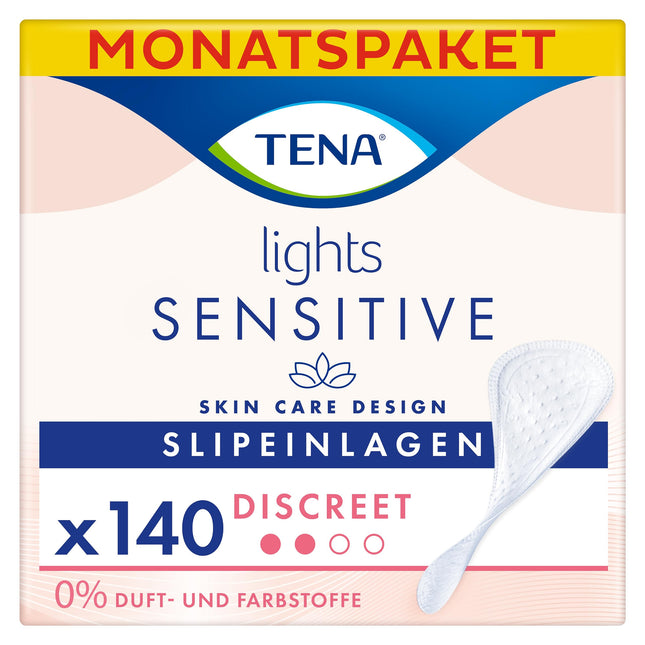 Tena Lights Sensitive Discreet, monthly pack (5 packs of 28 pads each), 140 pads