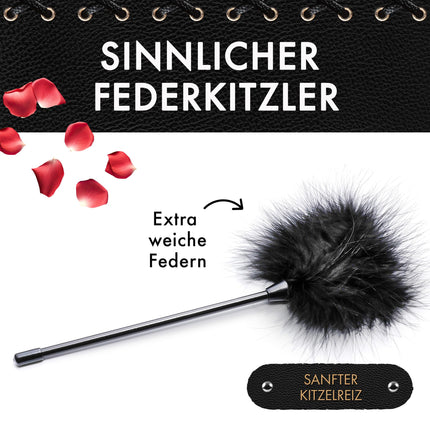 Liebesfreunde® Feather tickler for sensual sex games - Small sex feather tuft for stroking and pampering | Bondage accessories, BDSM sex toys for couples