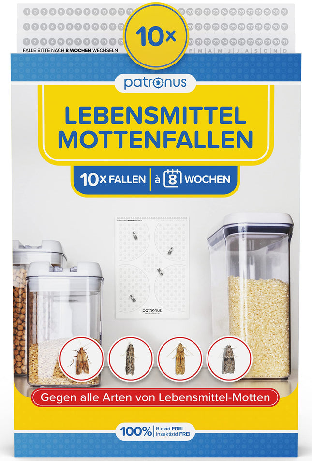 Food moth trap [10 value pack] - Moth trap against food moths with maximum attractant effect - Pheromone trap with high-performance glue for infestation detection
