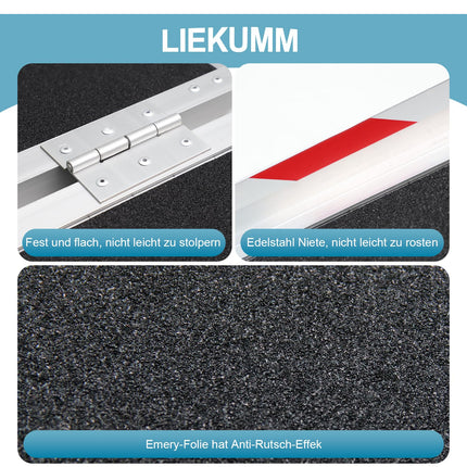 LIEKUMM Wheelchair Ramp 121 cm, 300 kg Load Capacity Aluminum Access Ramp Non-Slip, Wheelchair Ramp for Stairs, Portable Ramp for Wheelchairs, Door Thresholds, Home