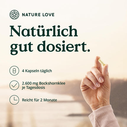 NATURE LOVE® Organic Fenugreek - 240 vegan capsules - Highly dosed with 2600mg per daily dose (650mg per capsule) - Certified organic fenugreek - free from unwanted additives, produced in Germany