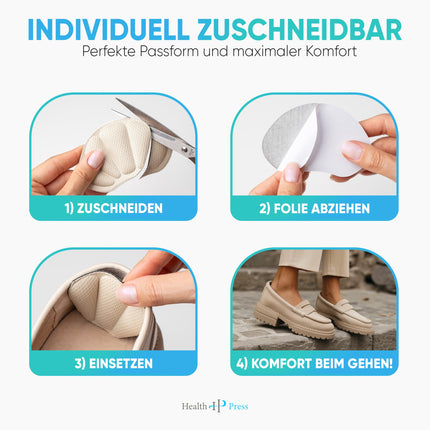 Health Press® Heel Cushions for Shoes – Premium Heel Protection Heel Cushions – 3 Pairs of Shoe Insoles in Black, Grey, Beige – Anti-Slip Insoles for Large Shoes – Heel Protection Cushions to Prevent Friction and Blisters