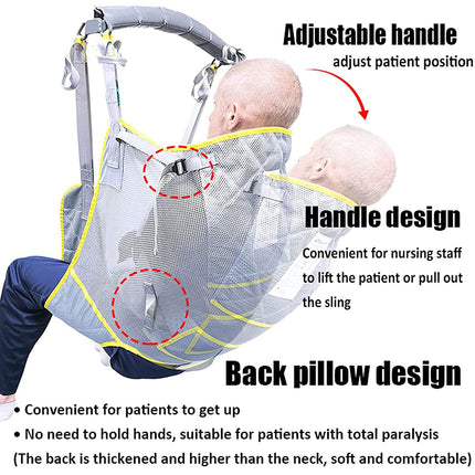Open patient lift transfer sling, patient aid, toilet sling patient lift, patient aid universal bath patient lift with headrest, shower sling with split legs