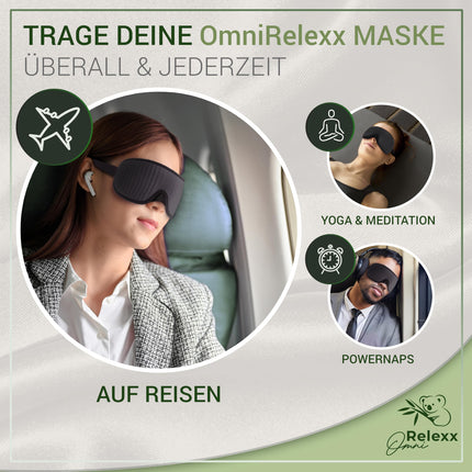 OMNIRELEXX Sleep Mask – Breathable 3D Sleeping Eye Mask – Comfortable and Soft Eye Mask for Women and Men – 100% Light Blocking – Travel Pouch – Eye Cup – Memory Foam (Black)