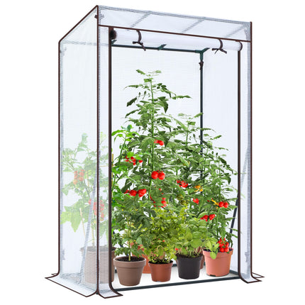 Ohuhu Tomato Greenhouse Premium Plastic Greenhouse Small with PE Cover, Tomato House Greenhouse Balcony for Optimal Plant Growth Stable White 100x50x152 cm