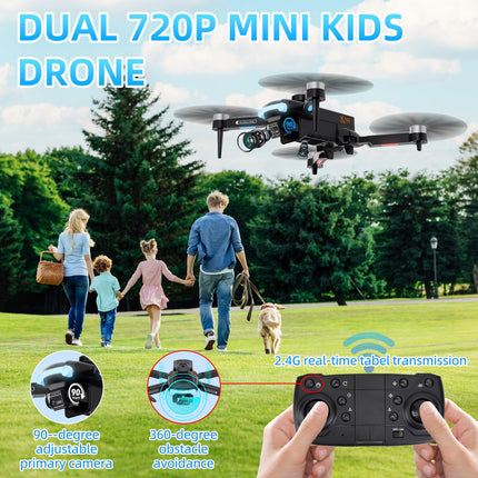 Drone with Camera for Kids Brushless Motor, 720P Drone, Drone with for Kids Beginners, Optical Flow Positioning, Obstacle Avoidance, Headless Mode, OneKey Start, 2 Batteries