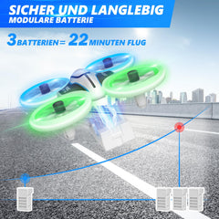 Mini Drone with HD 720P Camera for Kids, RC Drone with LED Lights, Quadcopter with 3D Flips, Headless Mode and 3 Batteries, 21 Min Long Flight Time, Toy Drone Helicopter for Kids and Beginners