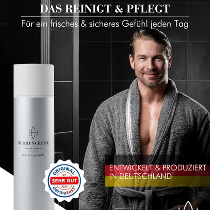 MEN'S CREAM Intimate Shower Gel for Men 200 ml | Wash Gel for Body &amp; Intimate Area | Gentle Care &amp; Cleansing | Men's Intimate Care Developed by a Urologist | Vegan &amp; Dermatologically Tested