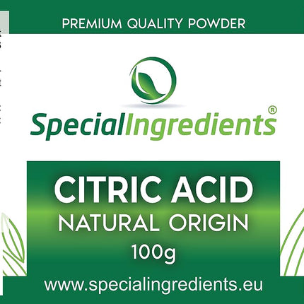 Special Ingredients Citric Acid 100g Pure Food Grade 100% Pure Powder (German Labels and Instructions)