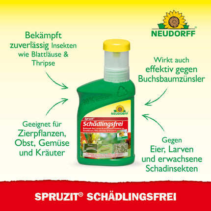 Neudorff Spruzit Pest-Free – Concentrate combats pests such as box tree moths, aphids, and thrips on ornamental plants, vegetables, and herbs, 250 ml