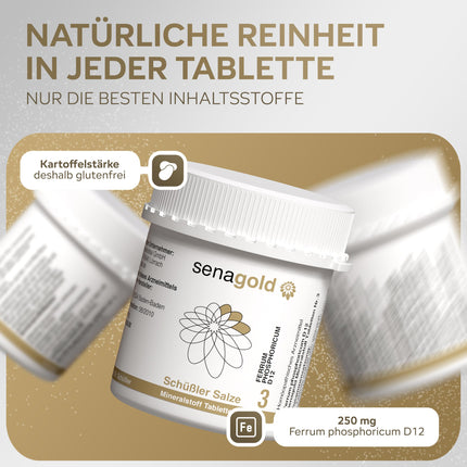 Senagold Schuessler Salt No. 3 - Ferrum phosphoricum D12 Tablets - gluten-free (400 tablets)