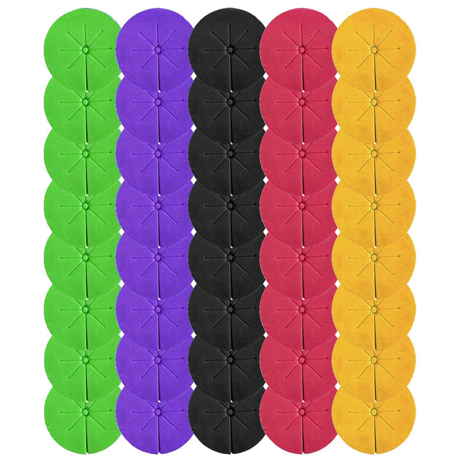 LONGHAO 40 pcs Garden Clone Collars Hydroponics Sponges Garden Clone Collars Neoprene Foam Inserts, 8 Spokes, DIY Foam Cloner Insert, Clone Collar for Net Pots, Hydroponics (5 Colors)
