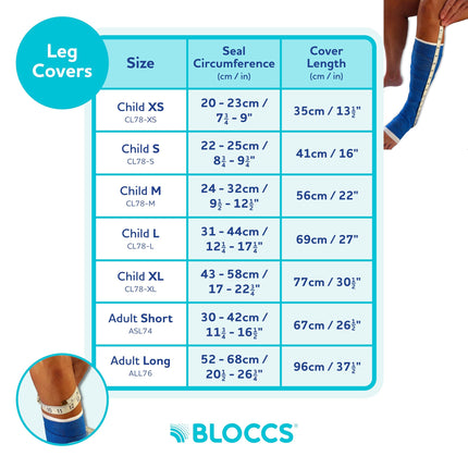 Bloccs – Short Waterproof Leg Protector for Plaster Casts - #ASL74 - Adults