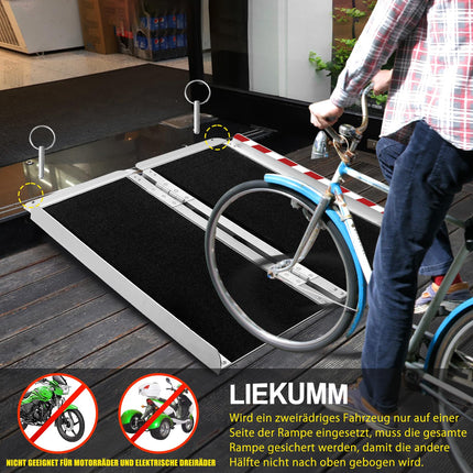 LIEKUMM Wheelchair Ramp 121 cm, 300 kg Load Capacity Aluminum Access Ramp Non-Slip, Wheelchair Ramp for Stairs, Portable Ramp for Wheelchairs, Door Thresholds, Home