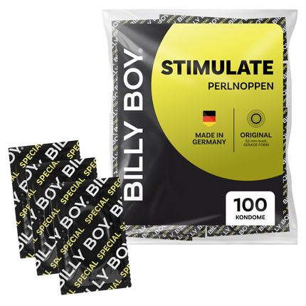 BILLY BOY Stimulate Condoms 100s | 52 mm | with pearl nubs in original fit | (1 x 100 pieces)