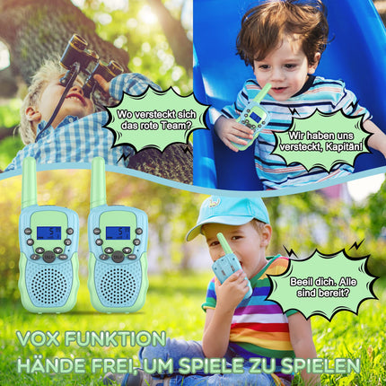 Walkie Talkie Kids, Bakoherp Walkie Talkie Rechargeable for 3-12 Year Old Children, Children's Radio Rechargeable with 8 Channels, LED Flashlight, VOX Function for Adventure, Camping, Hiking