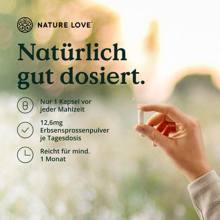 NATURE LOVE® DAO Enzyme Complex – with vitamin B6 for normal energy metabolism* – high dosage – from pea sprout powder, vegan, laboratory-tested