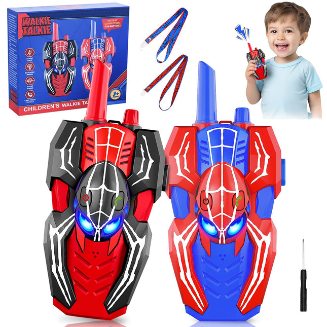 Joellfuner Walkie Talkie Children, Spider Toy Gift Walkie Talkies for Children from 3 4 5 6 7 8 9 10 Years Boy, 2 Radios to 300 m Range Children's Toy Walkie Talkie Outdoor Games