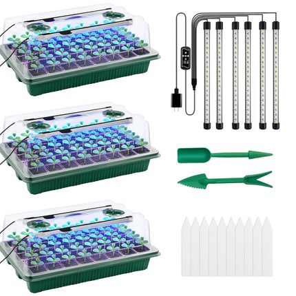 Greenhouse, 3PCS Growing Pots Growing Soil Greenhouse Small Growing Set Indoor Greenhouse 120 Cells Greenhouse Growing Set Grow Box With Plant Lamp For Plant Growth And Seed Germination