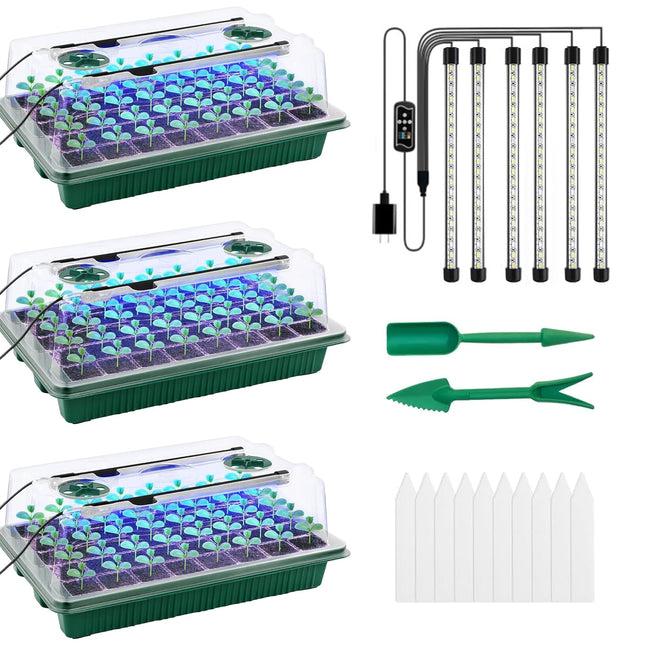 Greenhouse, 3PCS Growing Pots Growing Soil Greenhouse Small Growing Set Indoor Greenhouse 120 Cells Greenhouse Growing Set Grow Box With Plant Lamp For Plant Growth And Seed Germination