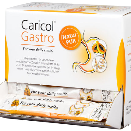 Caricol Gastro | 100% natural product | Support for the gastric mucosa | With the power of papaya &amp; biotin | With papain | 42 sticks of 20 g each (840 g)