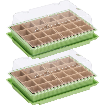 WELLGRO Mini Greenhouse for 24 plants - approx. 27x19x10 cm (LxWxH) per indoor greenhouse, green/transparent, plastic/cellulose - quantity selectable, quantity: 2 pieces