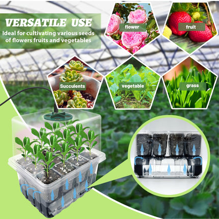 VEEKAY Indoor Greenhouse Propagator, Self-Watering Mini Greenhouse Propagation Set, 6 Pieces 72 Hole Greenhouse Propagation Tray, Seedling Starter Trays with Lid Ventilation for Seedling Plant