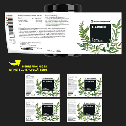 L-Citrulline Malate Powder 2:1 – 500g powder – ideal before exercise – vegan, high purity, high dosage, no additives – produced in Germany &amp; laboratory-tested