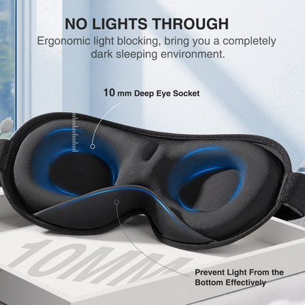 Umisleep 2024 Weighted Sleep Mask for Men &amp; Women, 3D Eye Mask Sleep Mask for Pressure Relief, 100% Light Blocking Sleep Mask with Adjustable Strap for Travel, Yoga, 120 g, Black