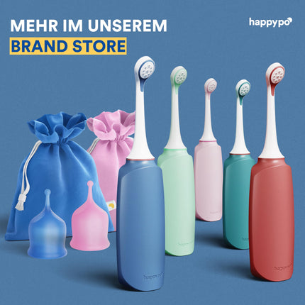 HappyPo Butt Shower with Storage Bag, Optimized Design, Gentle on Sensitive Skin, for Women, Men, and Children, for Buttocks and Intimate Area, Gentle and Clean - Plastic - Blue