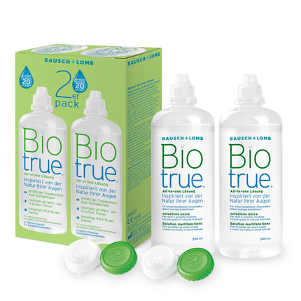 Bausch + Lomb Biotrue All-in-One Solution - Contact Lens Cleaner and Storage Solution for Soft Contact Lenses, 2-pack, 2 x 300 ml