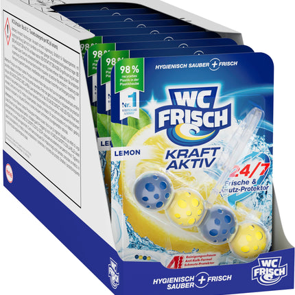 WC Fresh Power Active Fragrance Rinse Lemon (10-pack), toilet cleaner ensures cleaning with every flush, fragrance stones for long-lasting fresh toilet fragrance
