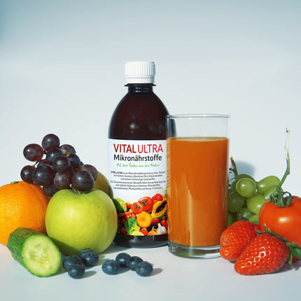 Vital Ultra - 480 ml - Micronutrient concentrate with vitamins, minerals, trace elements, plant substances and omega-3 fatty acids - liquid food made from over 70 ingredients with up to 60 servings