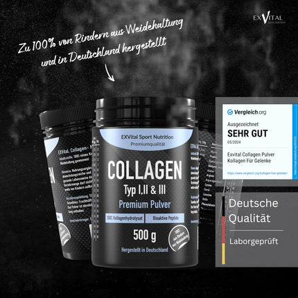 Collagen Powder 500 grams - Bioactive Collagen Hydrolysate Peptides, Protein Powder - Tasteless, Collagen Type 1, 2 &amp; 3 Lift Drink, high dosage