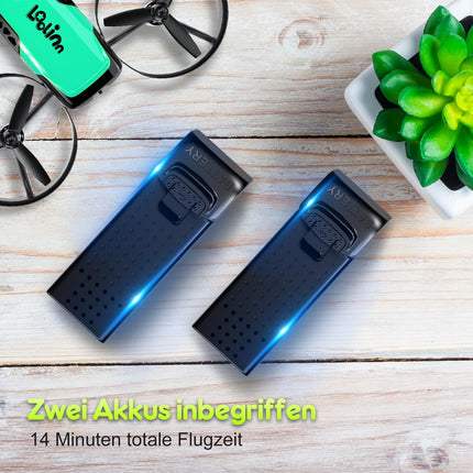 Loolinn | Drone with Camera as a Gift for Kids - Mini Drone Remote Controlled with Video &amp; Photos/Adjustable Camera/Two Batteries/C0 Certified (Gift for Boys and Girls)